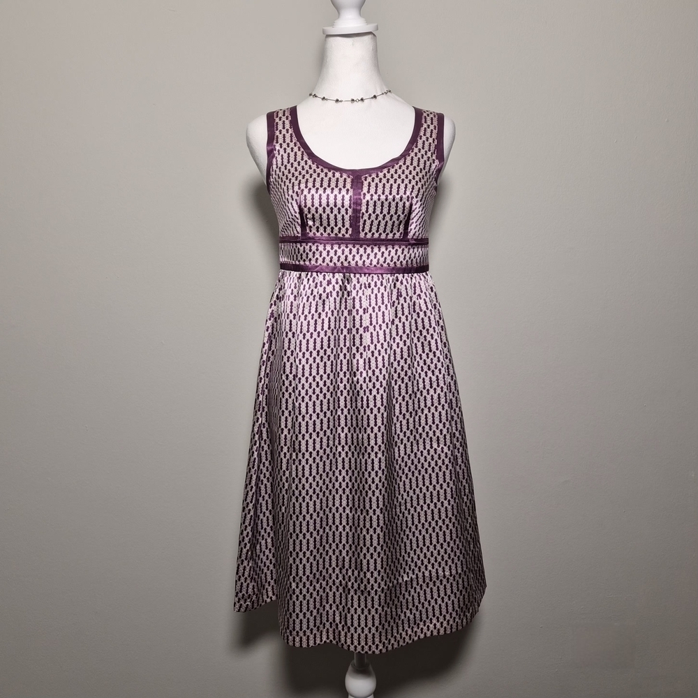 Proenza Schouler 100% Silk Feminine Mulberry Purple & White A-Line Dress Size 1